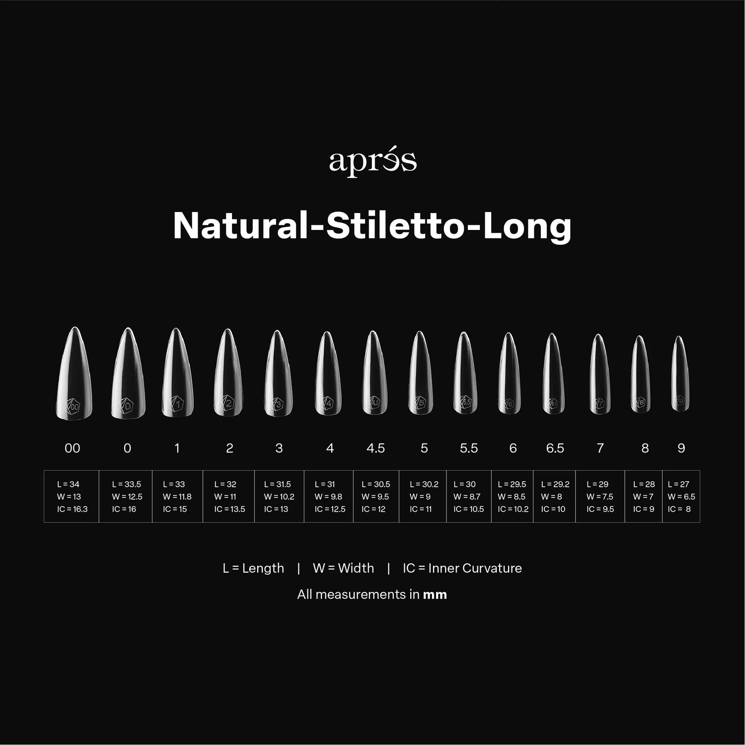 Aprés Gel-X® Kokokynnen Tipit, Natural Stiletto 280 kpl