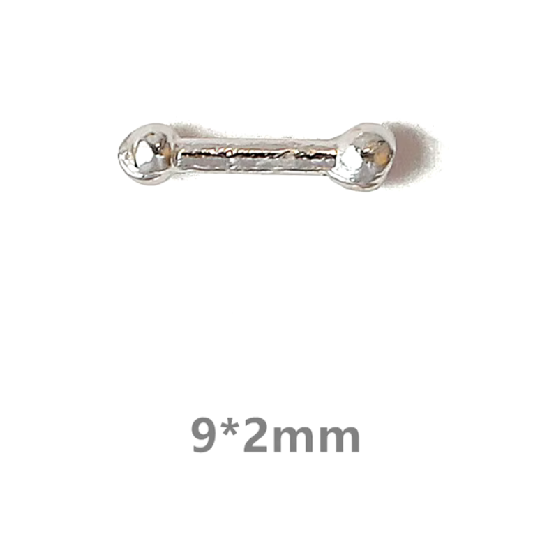 Nail decoration, Barbell Silver 6 pcs