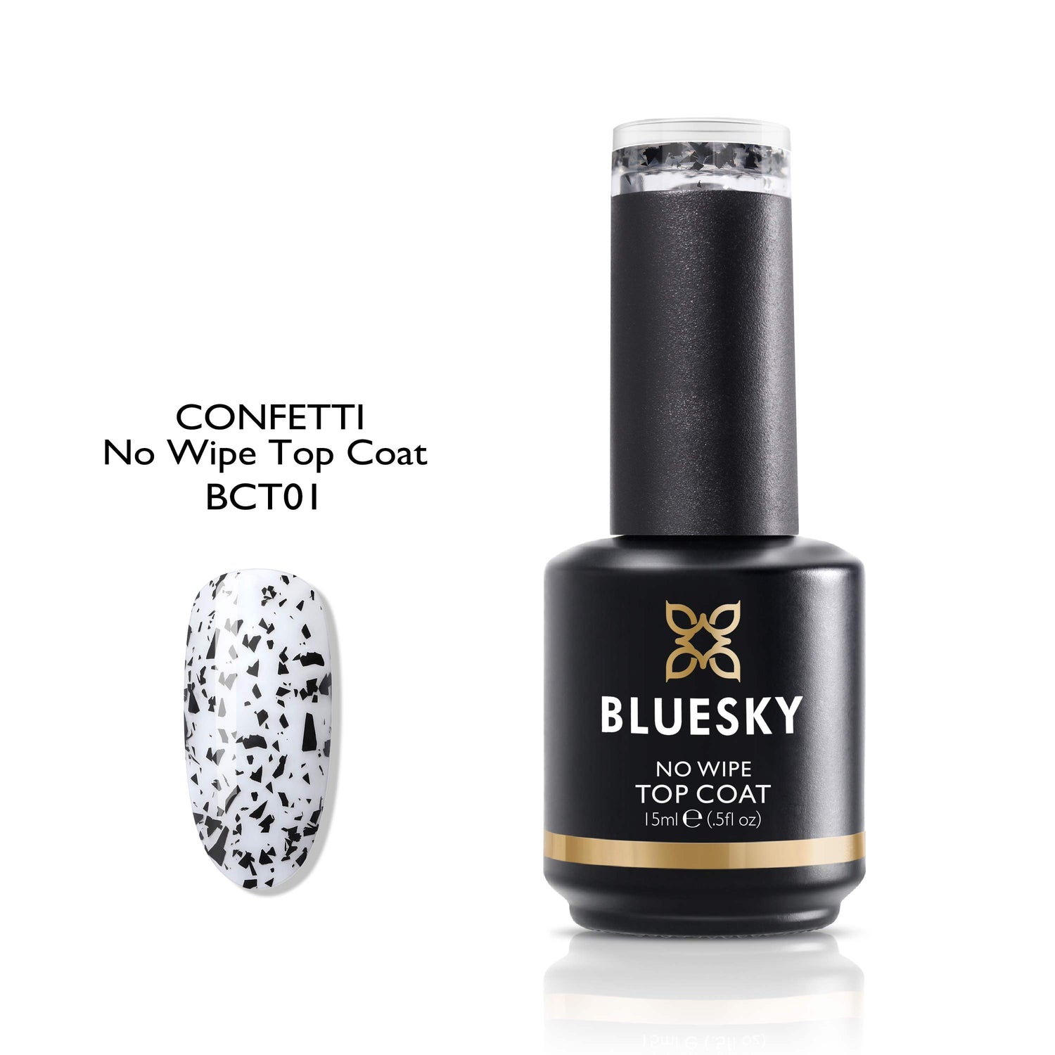 Bluesky No Wipe Gel Glitter Top Coat, Confetti