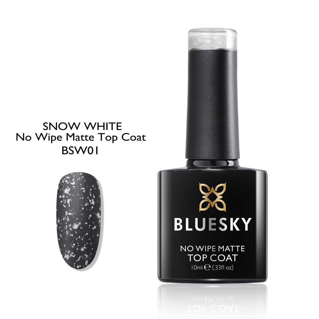 Bluesky No Wipe Glitter Top Geelipäällyslakka, Matte Snow White
