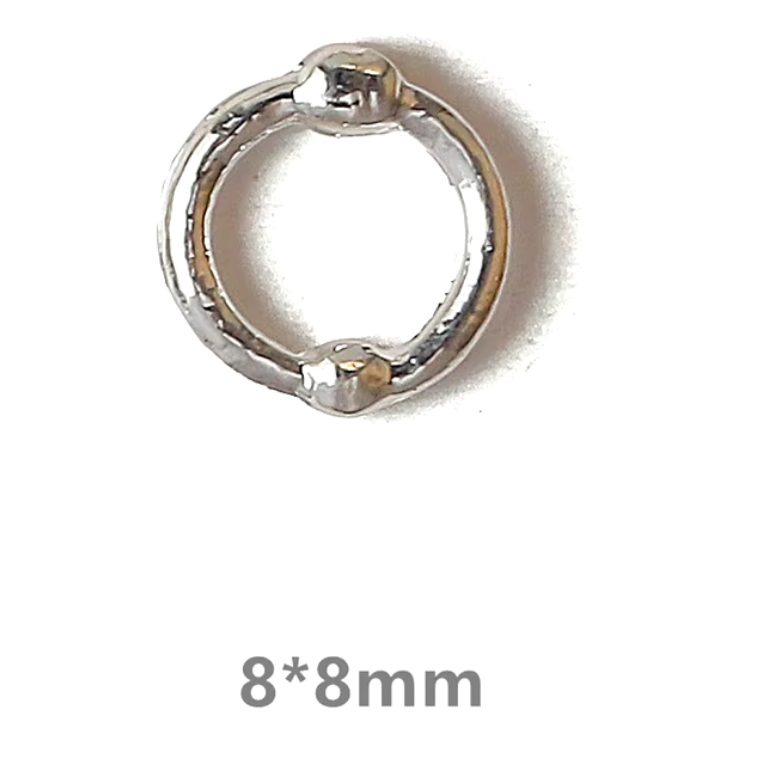 Nail decoration, Closure Ring Large Silver 6 pcs