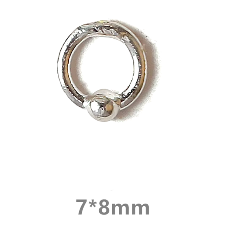 Nail decoration, Closure Ring Silver 6 pcs