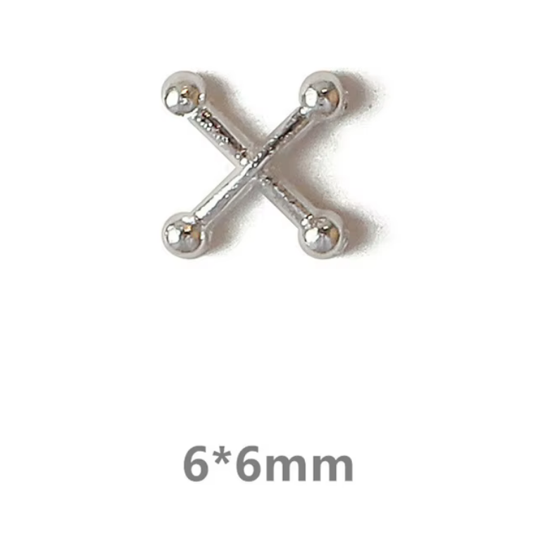 Nail decoration, Cross Silver 6 pcs
