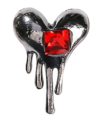 Nail Decoration, Heart with Red Diamond 3 pcs