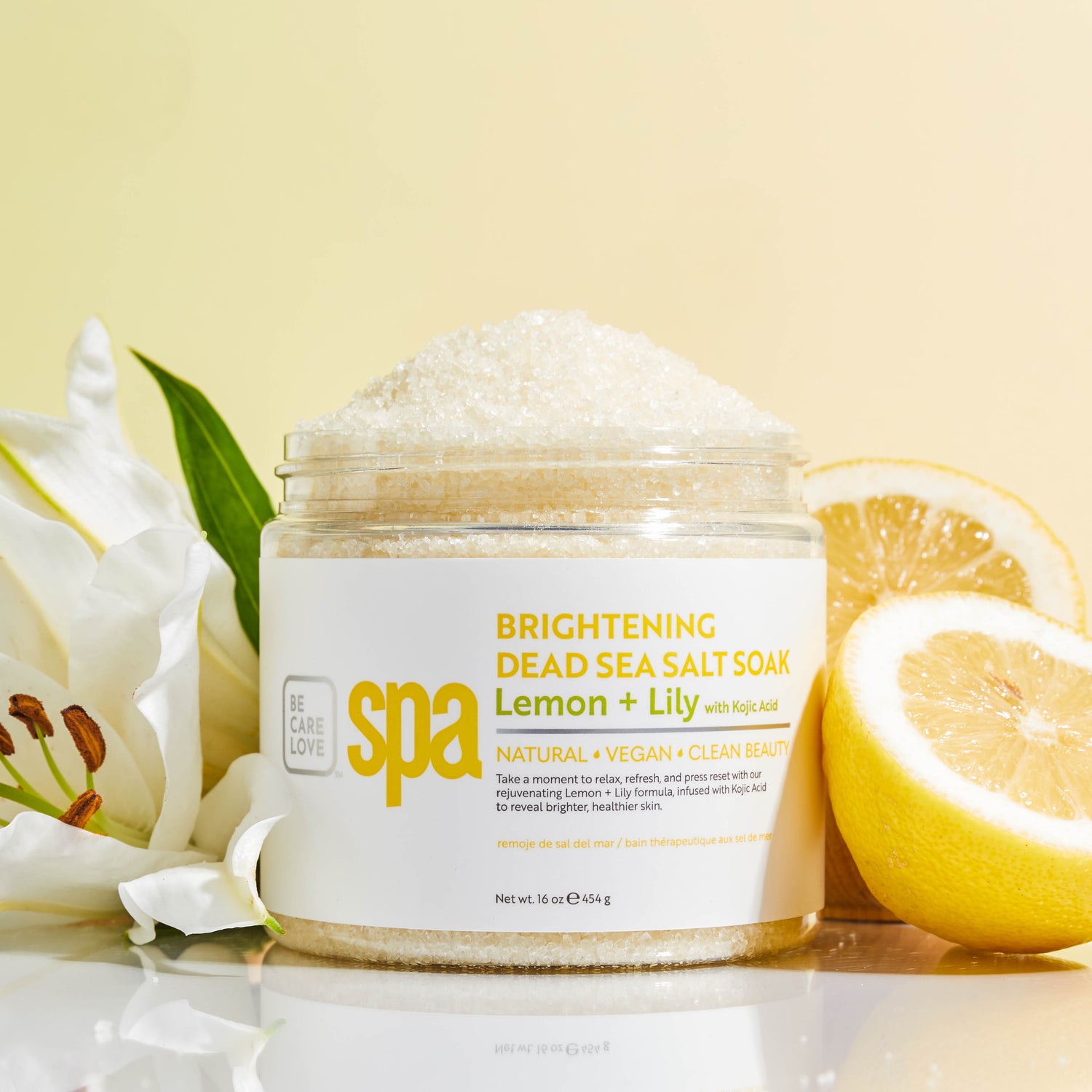 BCL Spa Dead Sea Salt Soak, Lemon + Lily with Kojic Acid 473 ml