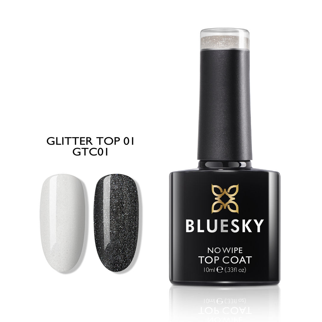 Bluesky No Wipe Glitter Top Geelipäällyslakka, GTC01