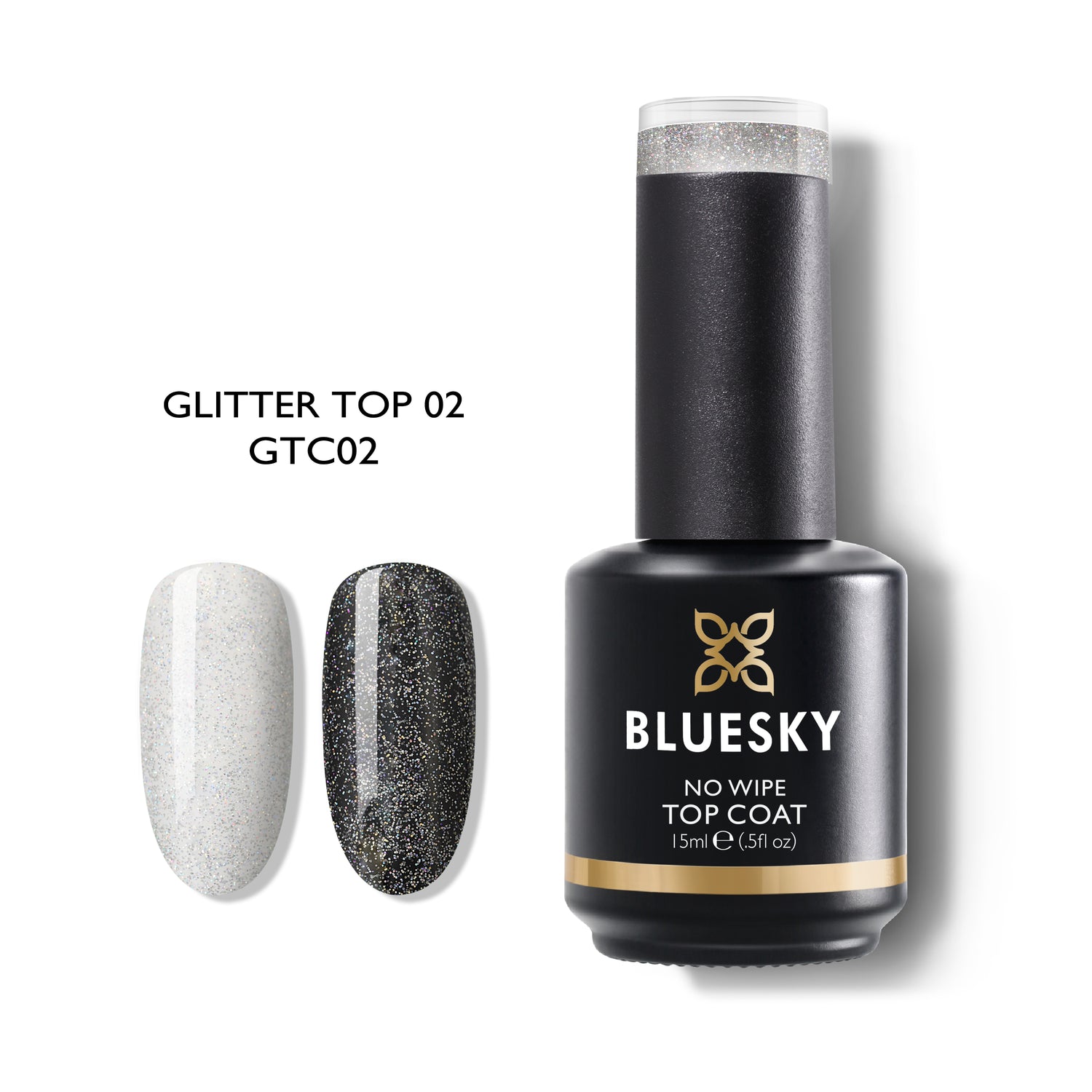 Bluesky No Wipe Glitter Top Geelipäällyslakka, GTC02