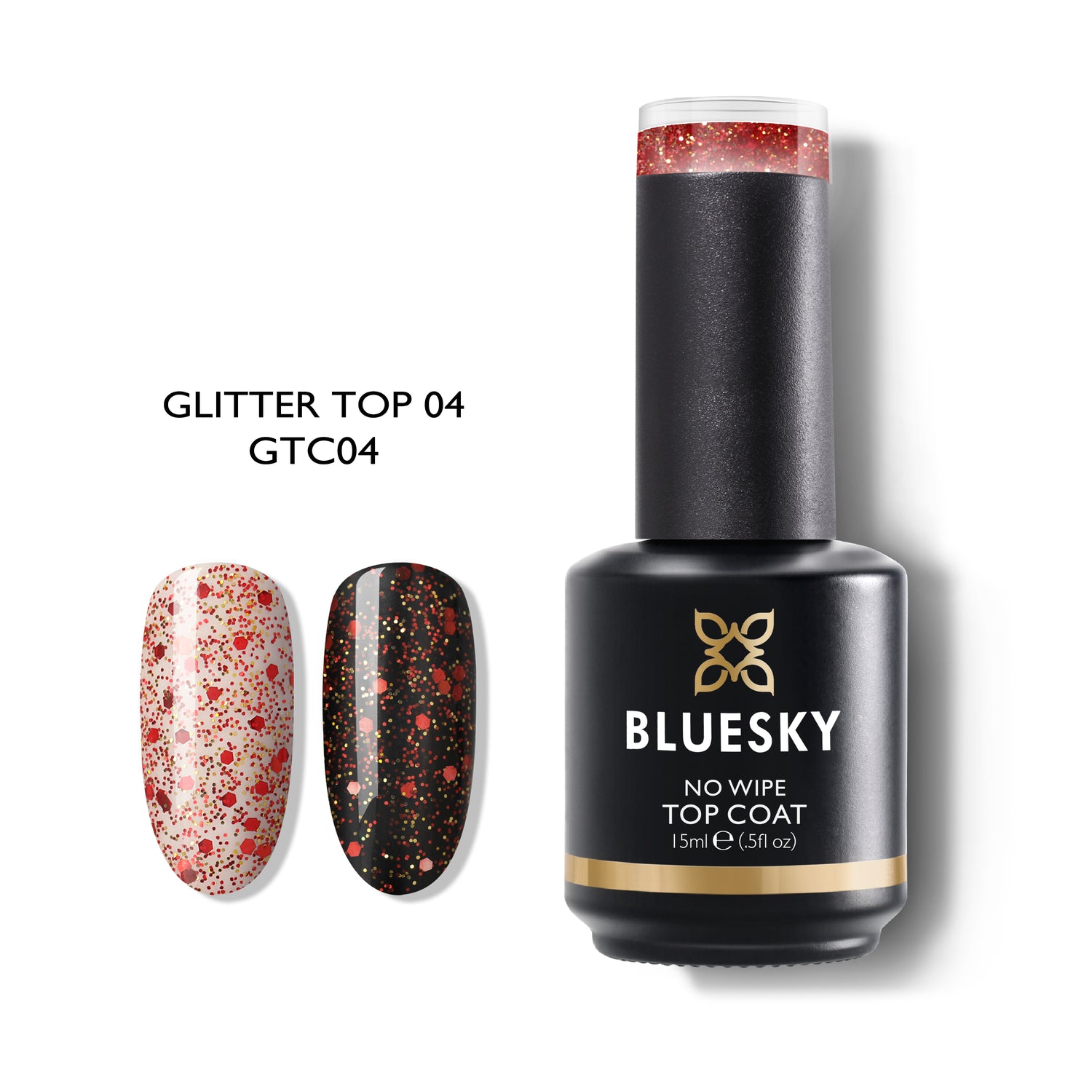 Bluesky No Wipe Glitter Top Geelipäällyslakka, GTC04