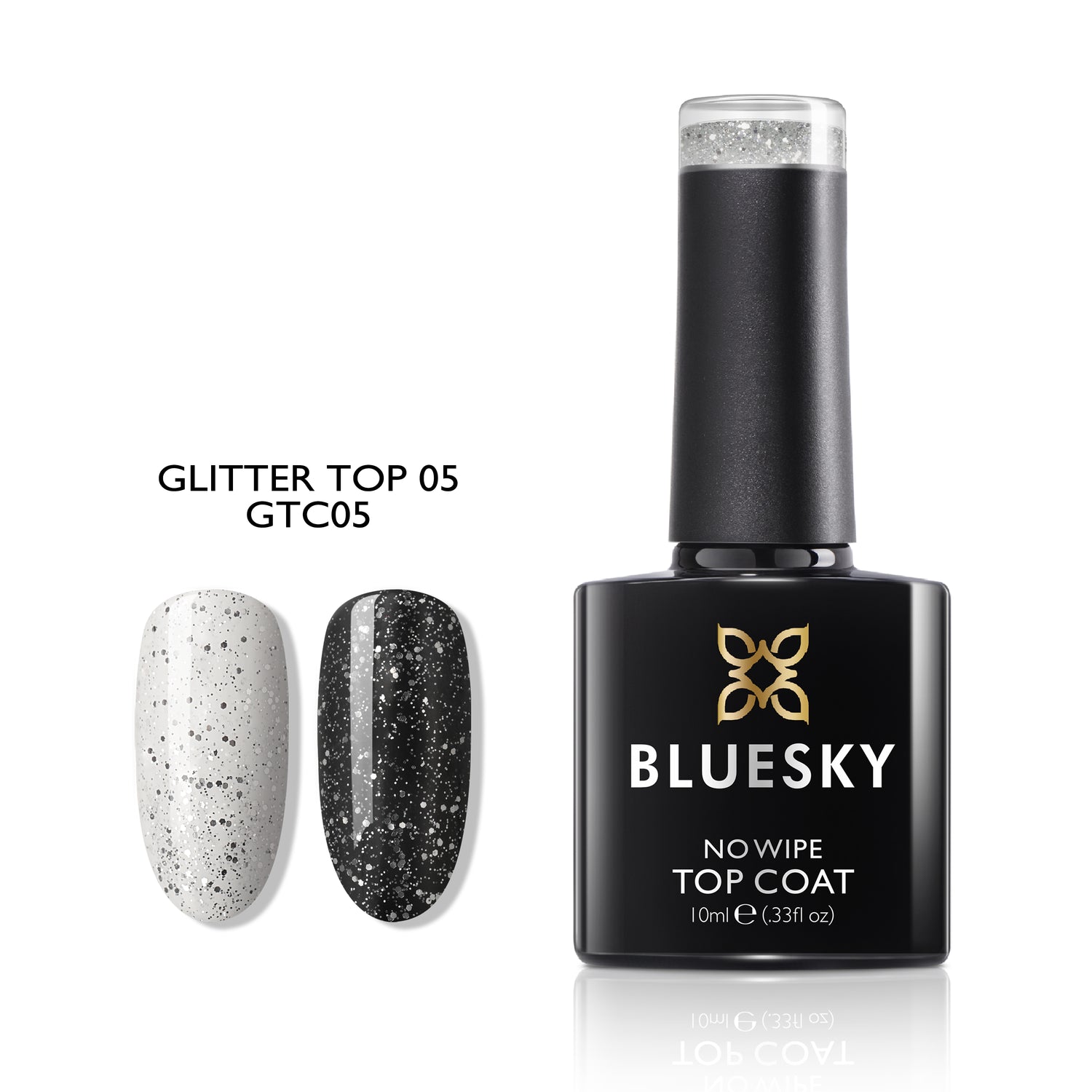 Bluesky No Wipe Glitter Top Geelipäällyslakka, GTC05