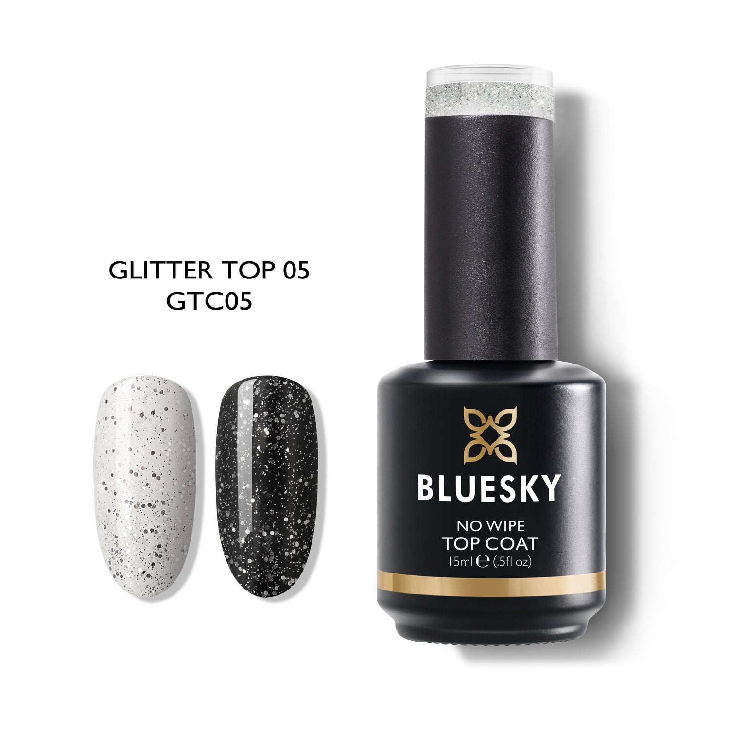 Bluesky No Wipe Glitter Gel Top Coat, GTC05