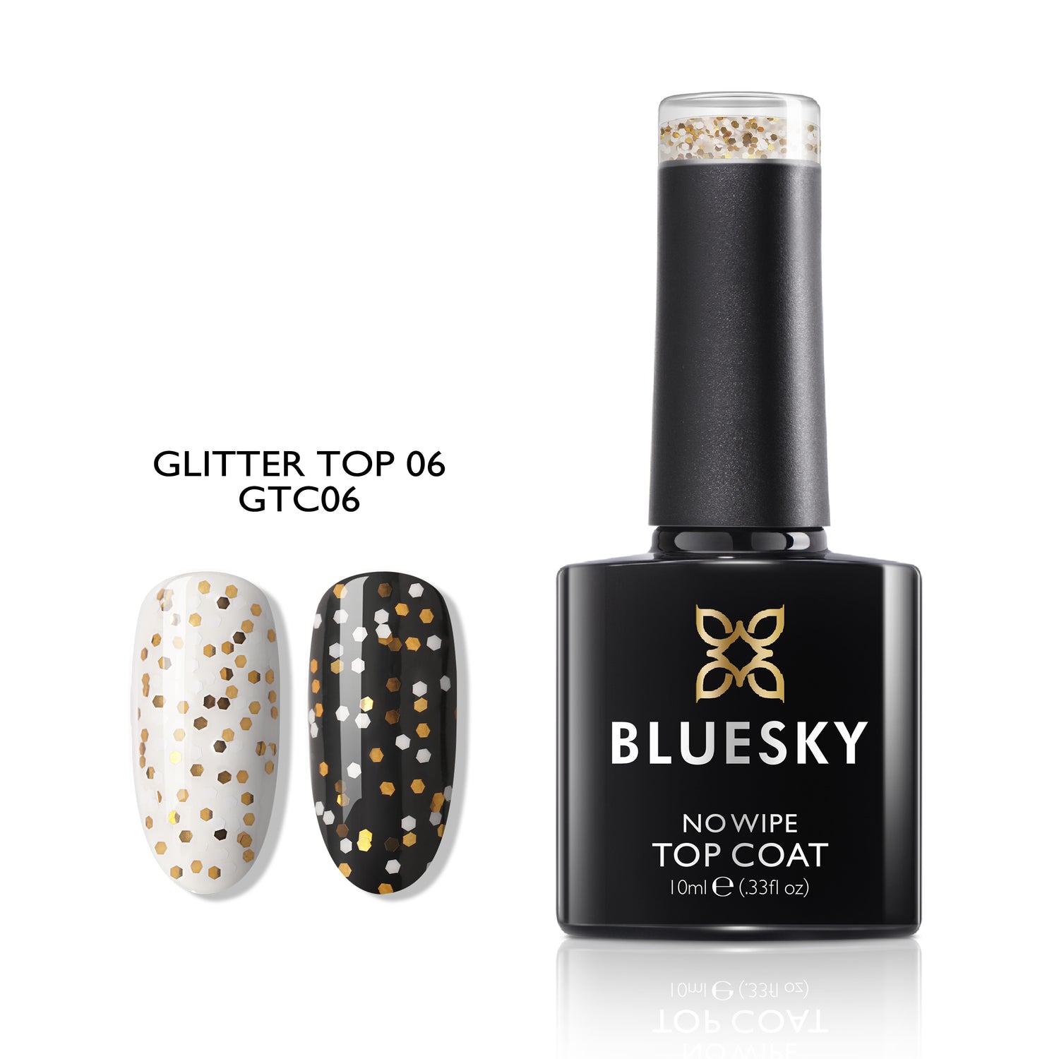 Bluesky No Wipe Glitter Top Geelipäällyslakka, GTC06