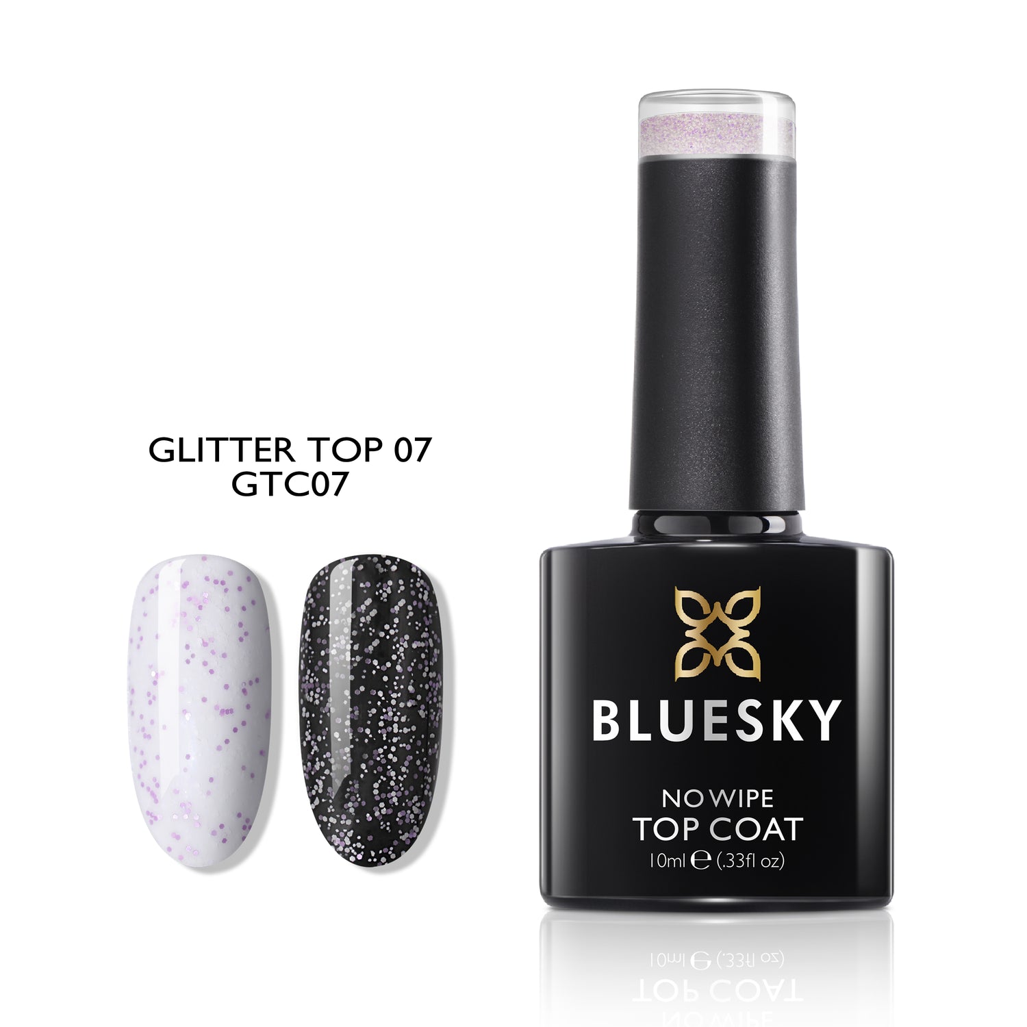 Bluesky No Wipe Glitter Top Geelipäällyslakka, GTC07