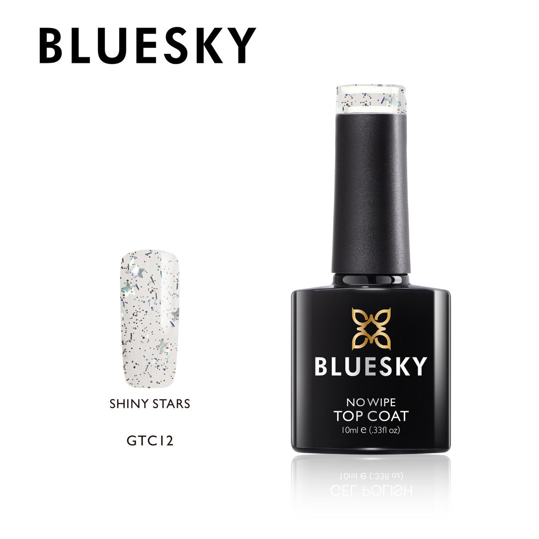 Bluesky No Wipe Glitter Gel Top Coat, Shiny Stars