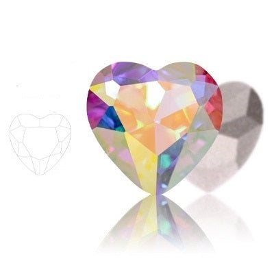 Heart crystals Crystal AB 10 pcs