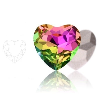 Heart crystals Vitrail Rose 10 pcs