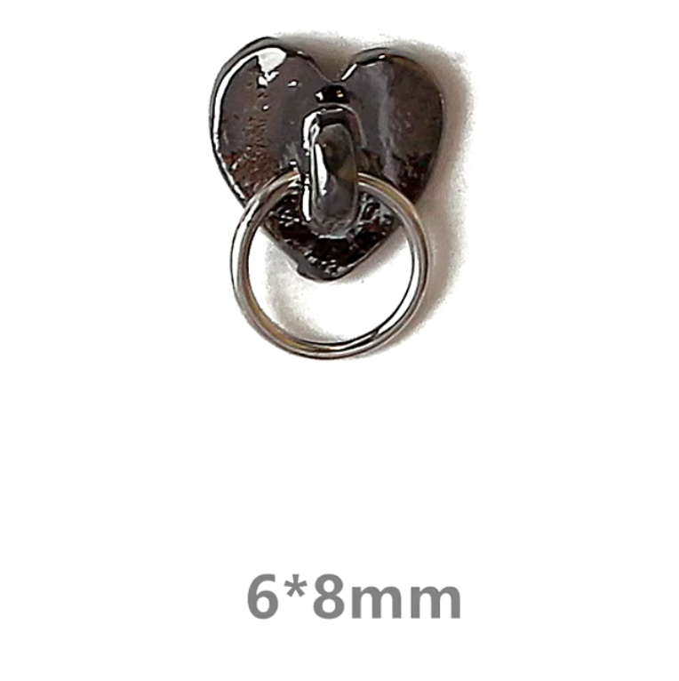 Nail decoration, Heart Lock Black 6 pcs