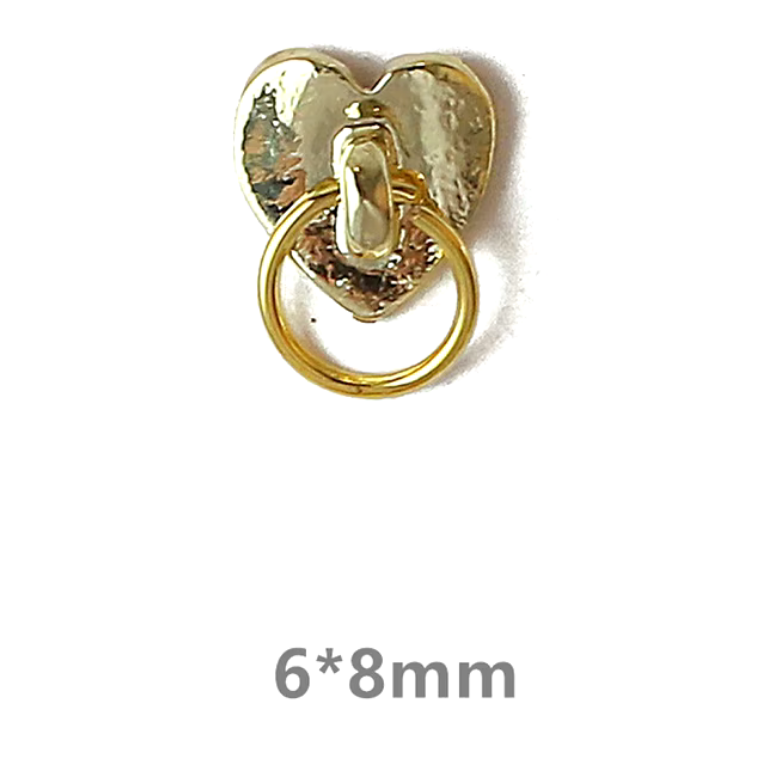 Nail decoration, Heart Lock Gold 6 pcs