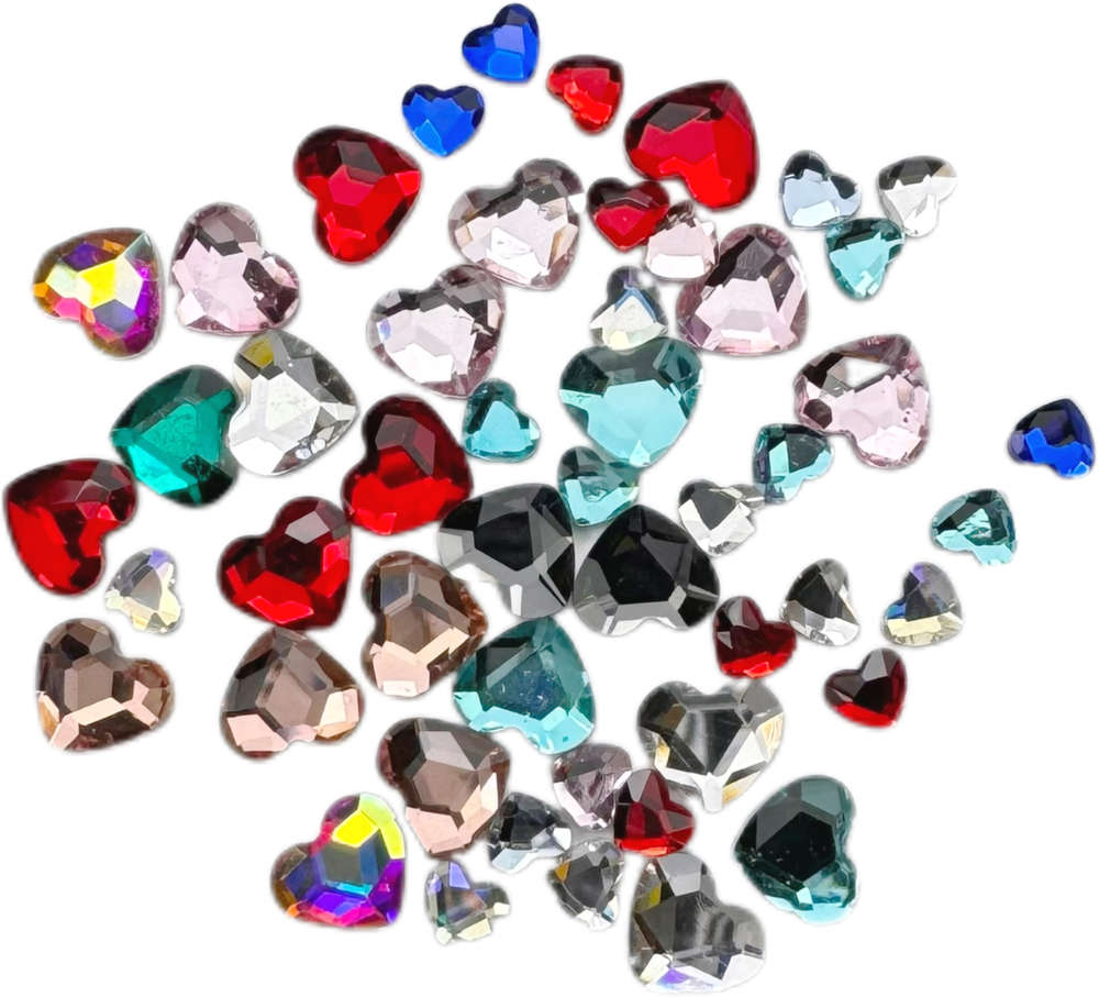 Nail Art, Hearts Various Sizes and Colors 50pcs