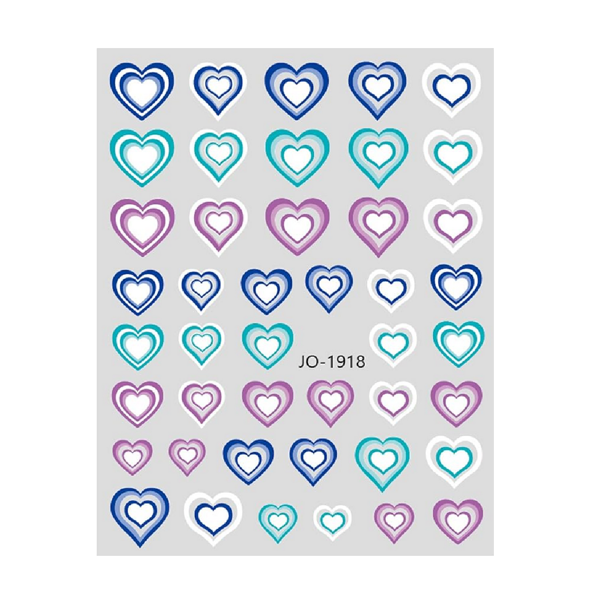 Nail Stickers, Hearts Blue