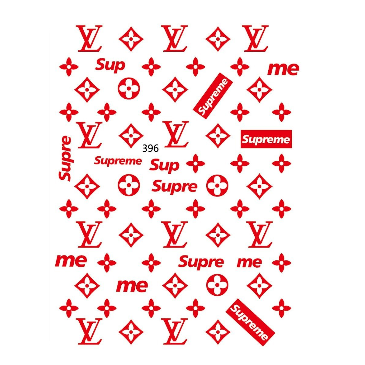 Nail Stickers, Brand Name & Logo LV & Sup Red 9 *Discontinued*