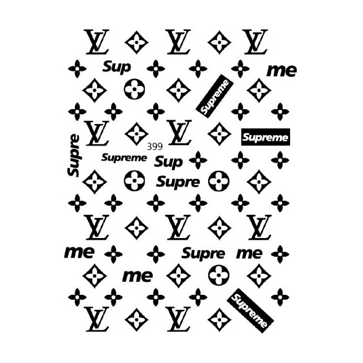Nail Stickers, Brand Name & Logo LV & Sup Black 7 *Discontinued*