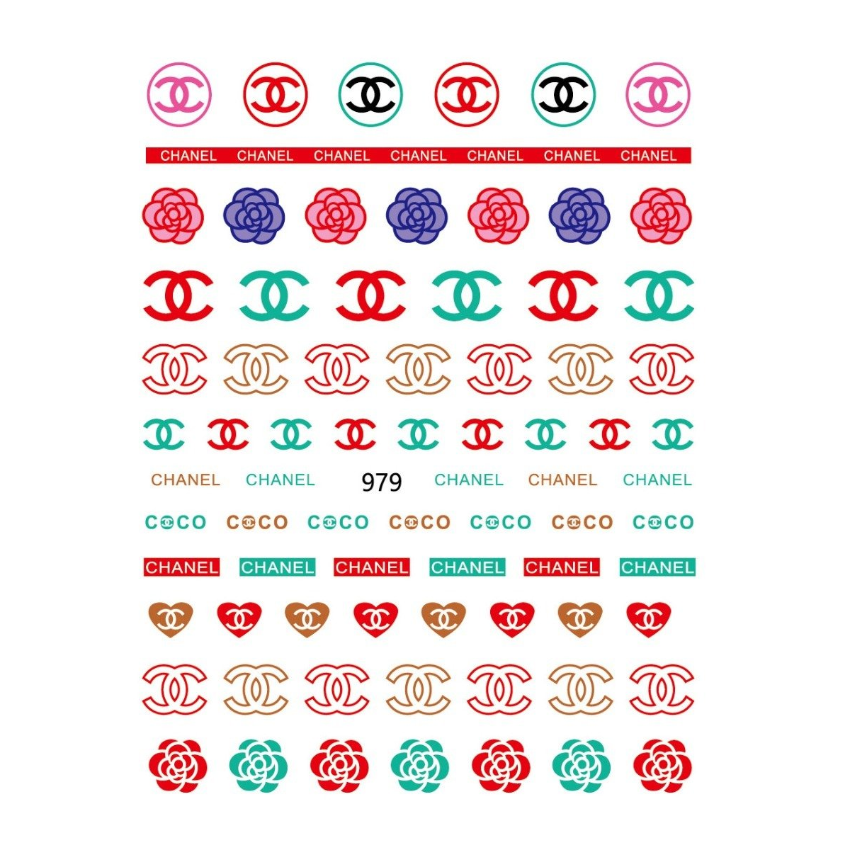 Nail Stickers, Brand Name & Logo CC Colored 4 *Discontinued*