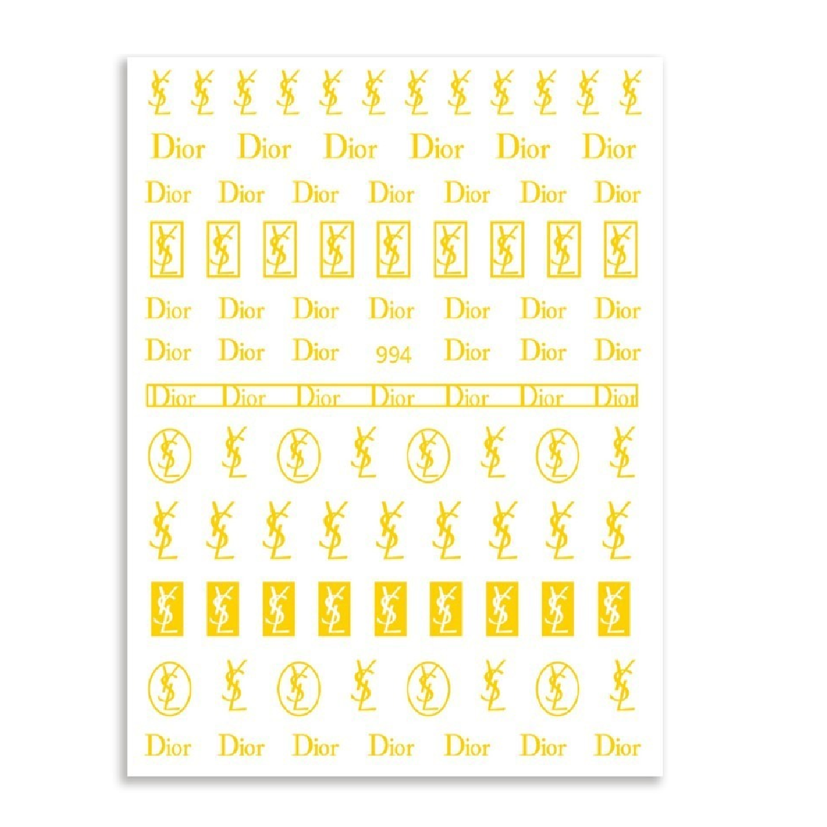 Nail Stickers, Brand Name YSL & Dior, Gold 6 *Discontinued*