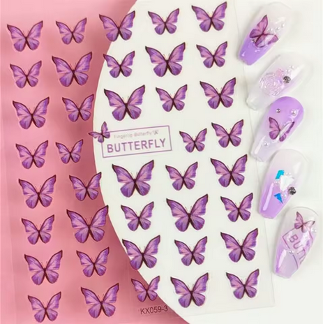 Nail stickers Butterfly, Light Lilac