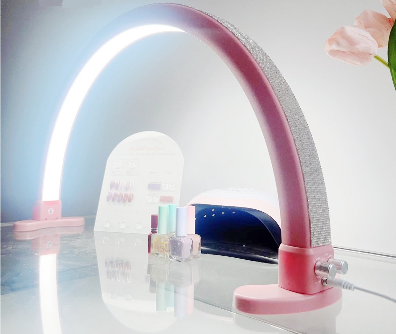 Kaarilamppu LED Vaaleanpunainen Timanteilla