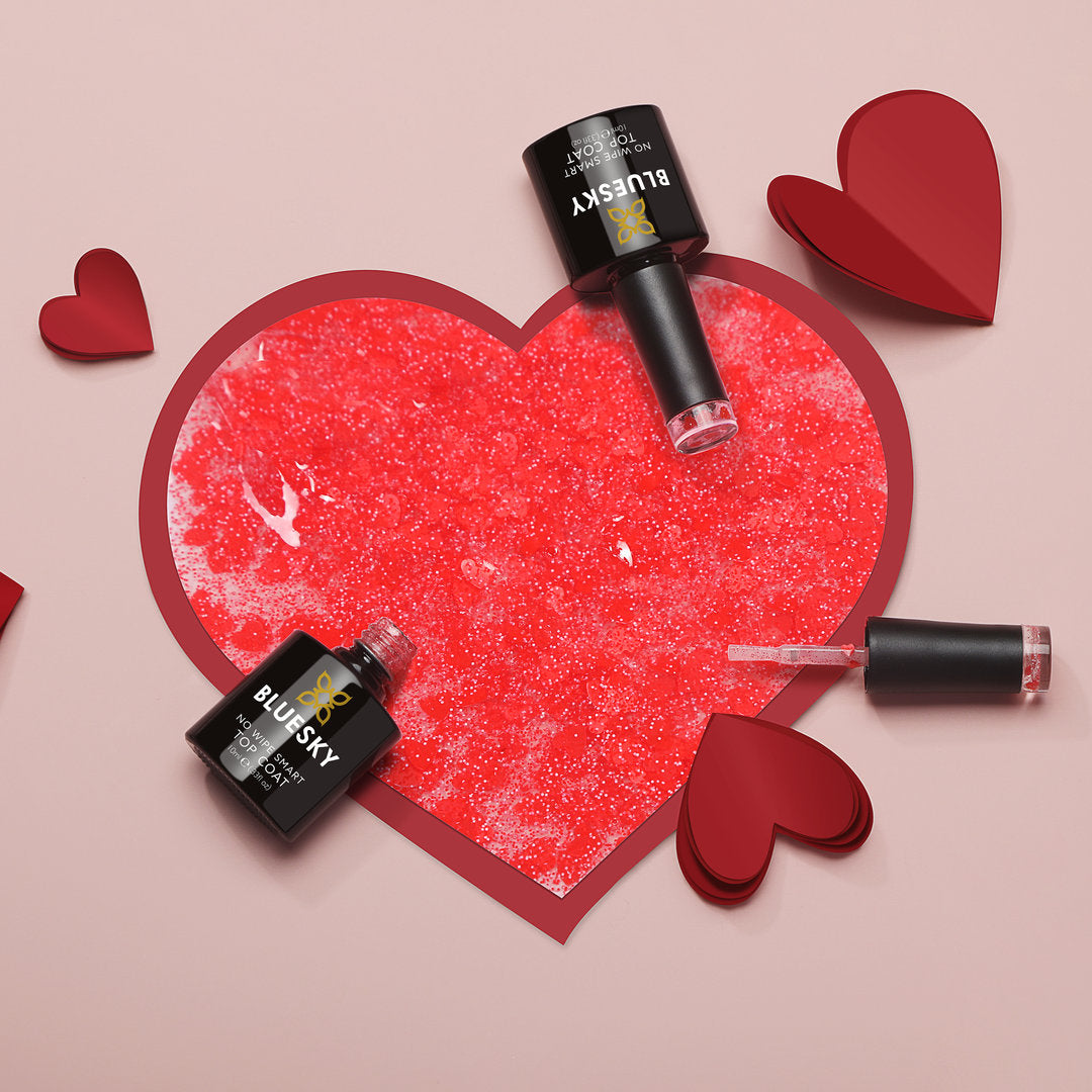 Bluesky No Wipe Glitter Top Geelipäällyslakka, Queen of Hearts