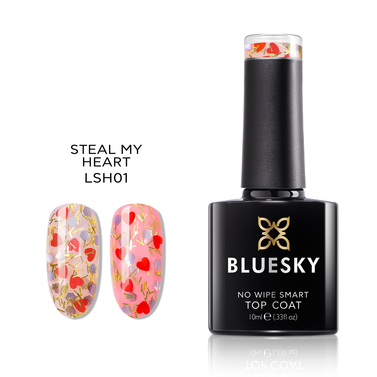 Bluesky No Wipe Glitter Gel Top Coat, Steal My Heart