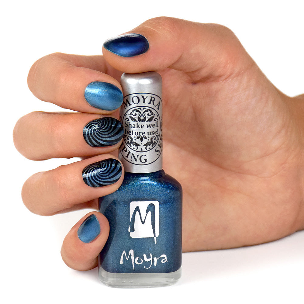 Moyra Stamping varnish, Magnetic glittery blue