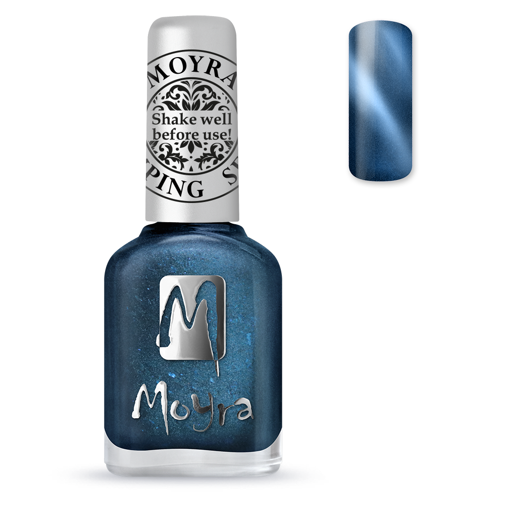 Moyra Stamping varnish, Magnetic Glittery Blue