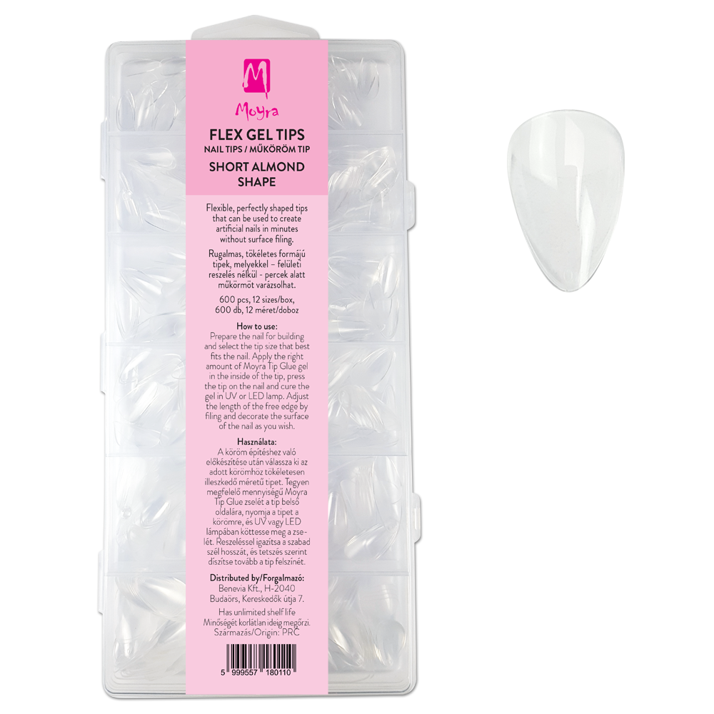 Moyra Flex Gel Tips Kokokynnen Tipit, Short Almond 600 kpl