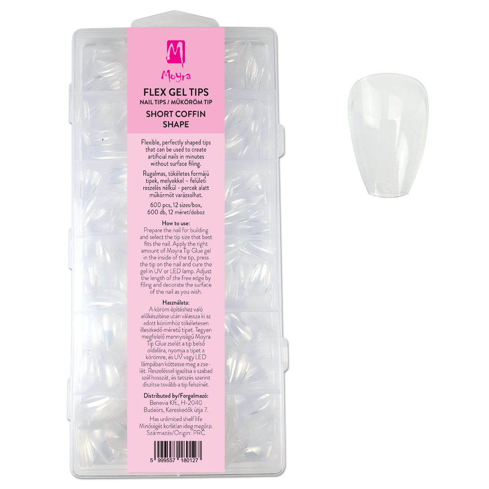 Moyra Flex Gel Tips Kokokynnen Tipit, Short Coffin 600 kpl