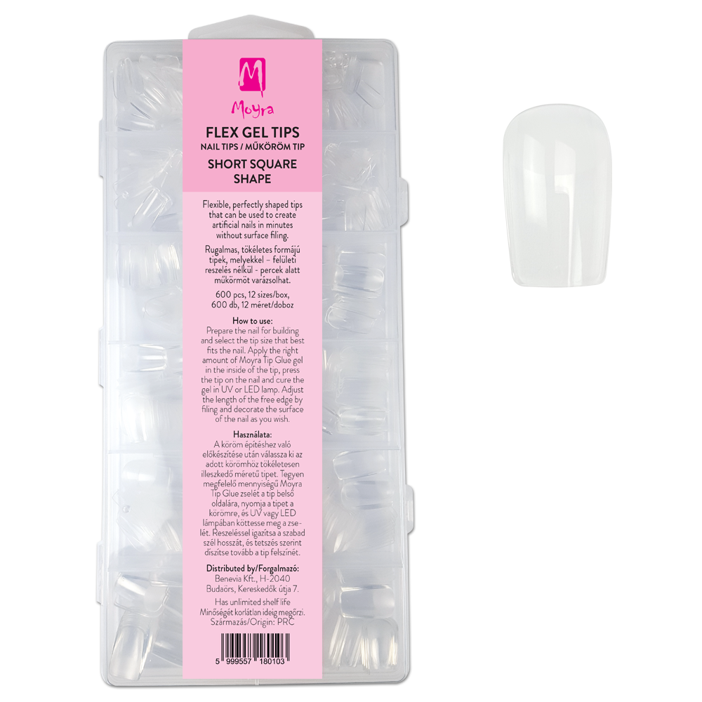 Moyra Flex Gel Tips Kokokynnen Tipit, Short Square 600 kpl