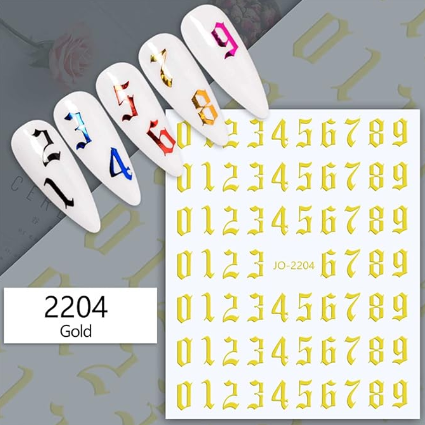 Nail Stickers, Numbers Gold
