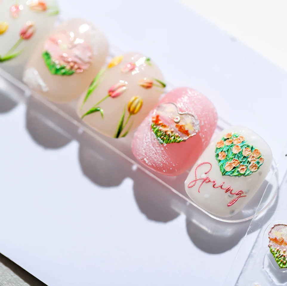 Nail stickers 3D, Tulips