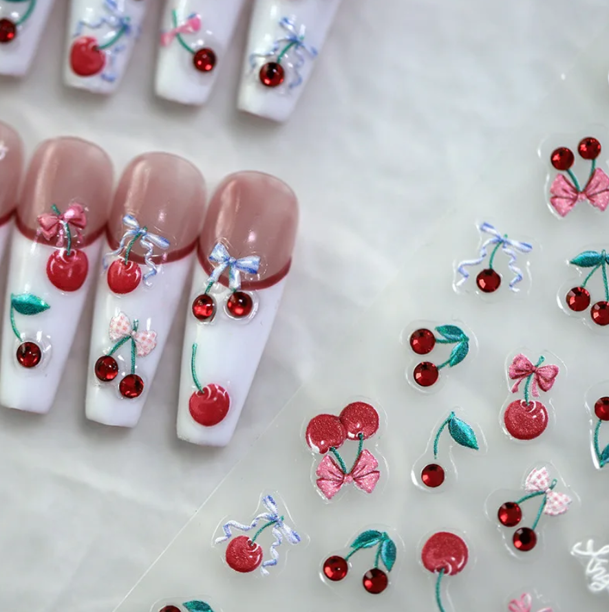 Nail stickers 3D, Cherries