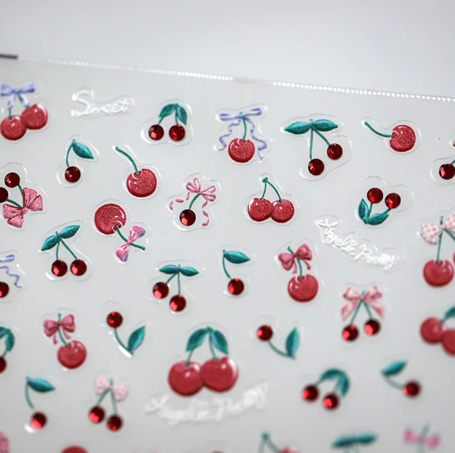 Nail stickers 3D, Cherries