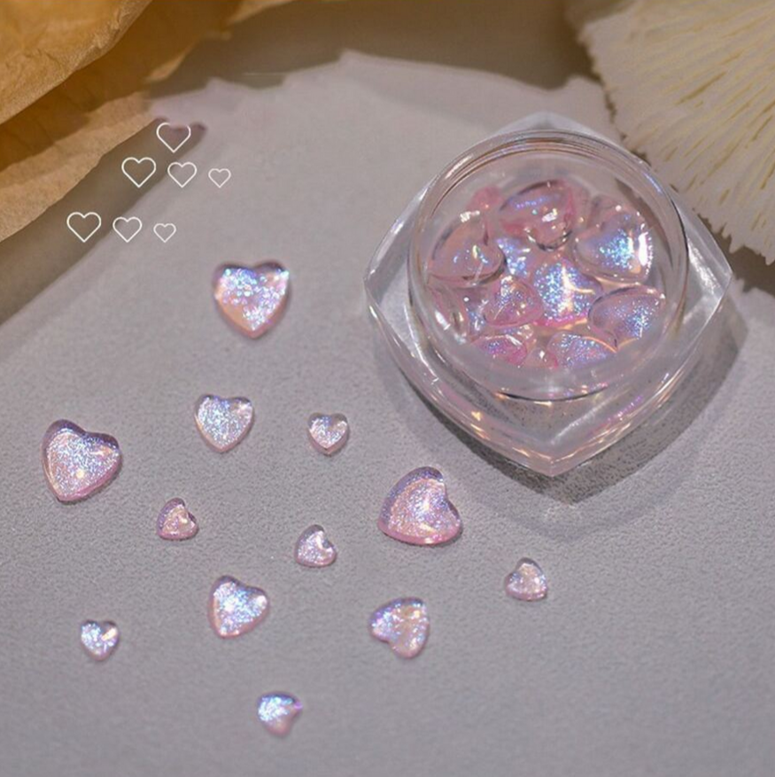 Nail Art, Shimmer Hearts Pink