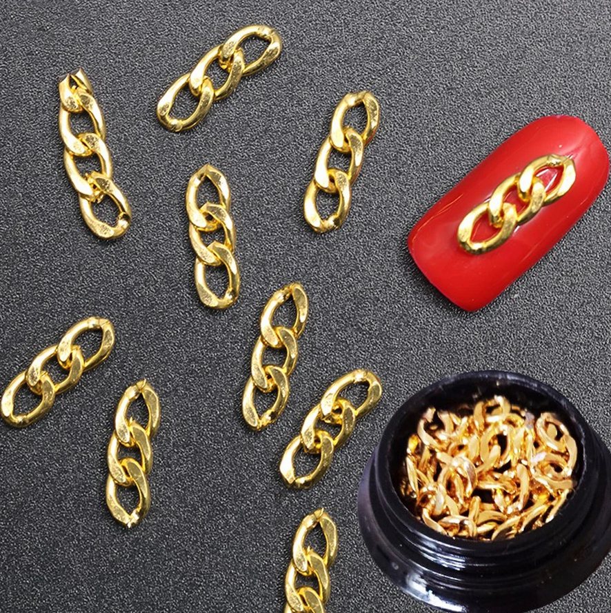 Nail decoration, Chain Link Gold 4 pcs