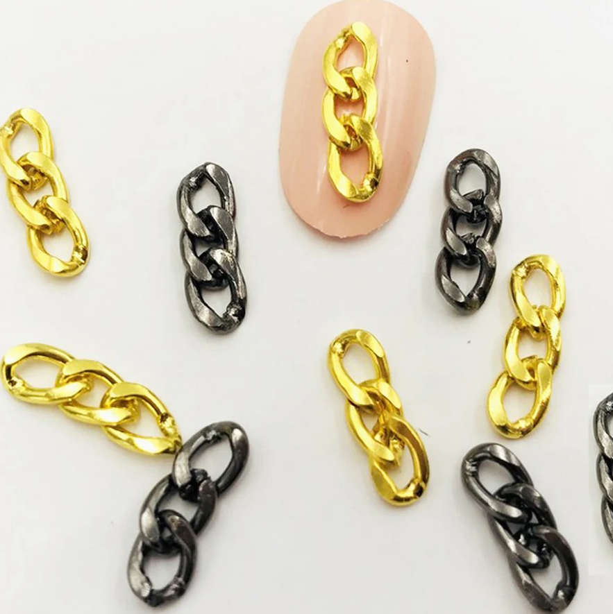 Nail decoration, Chain Link Black 4 pcs