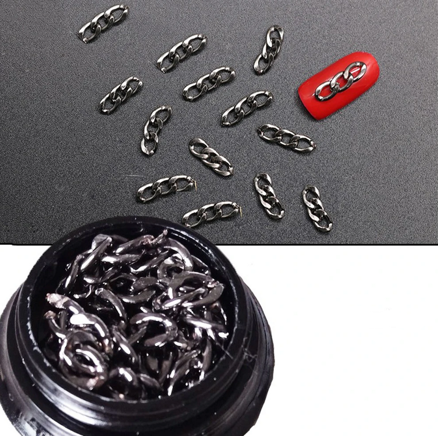 Nail decoration, Chain Link Black 4 pcs