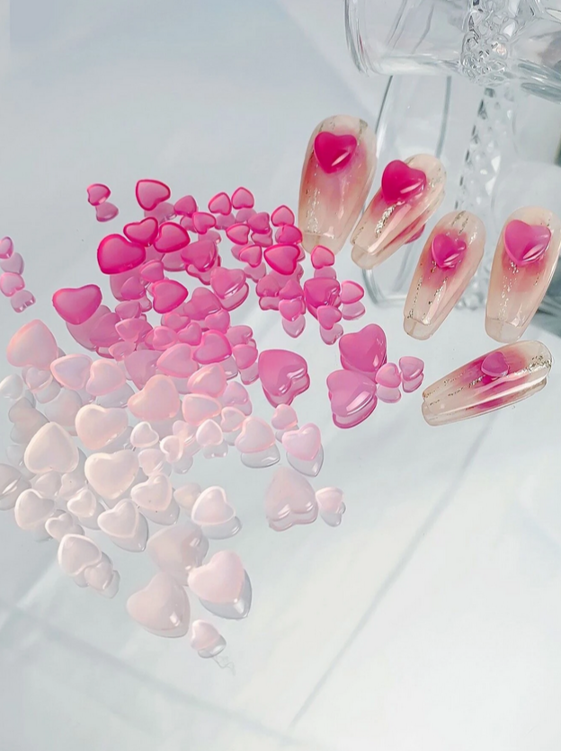 Nail Art, Jelly Hearts Red Color Changing 100 pcs