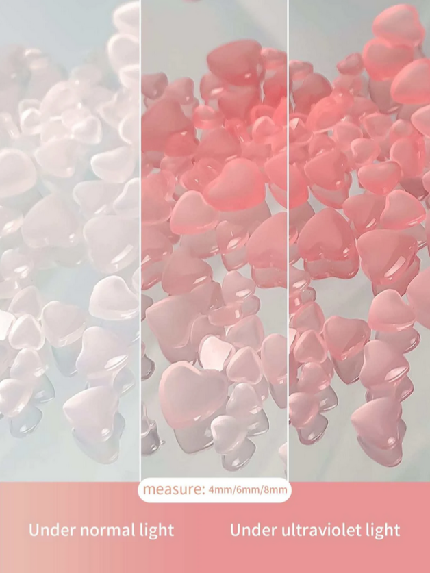 Nail Art, Jelly Hearts Peach Color Changing 100 pcs