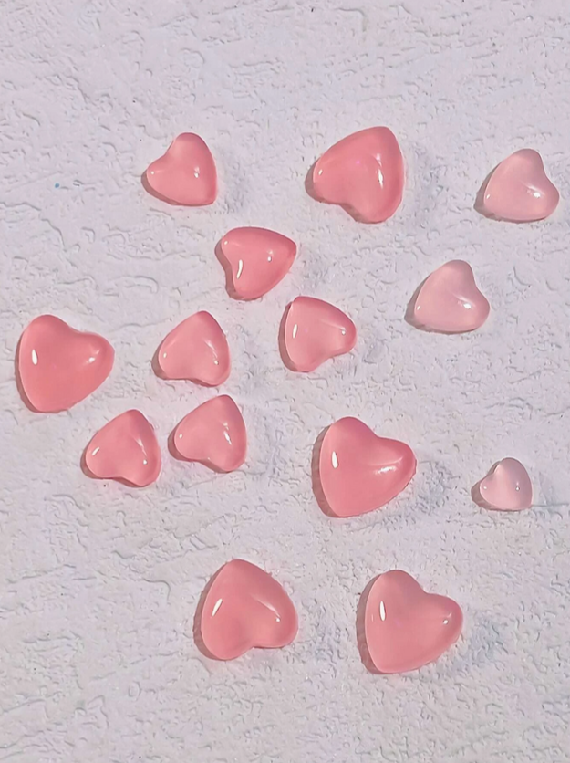 Nail Art, Jelly Hearts Peach Color Changing 100 pcs
