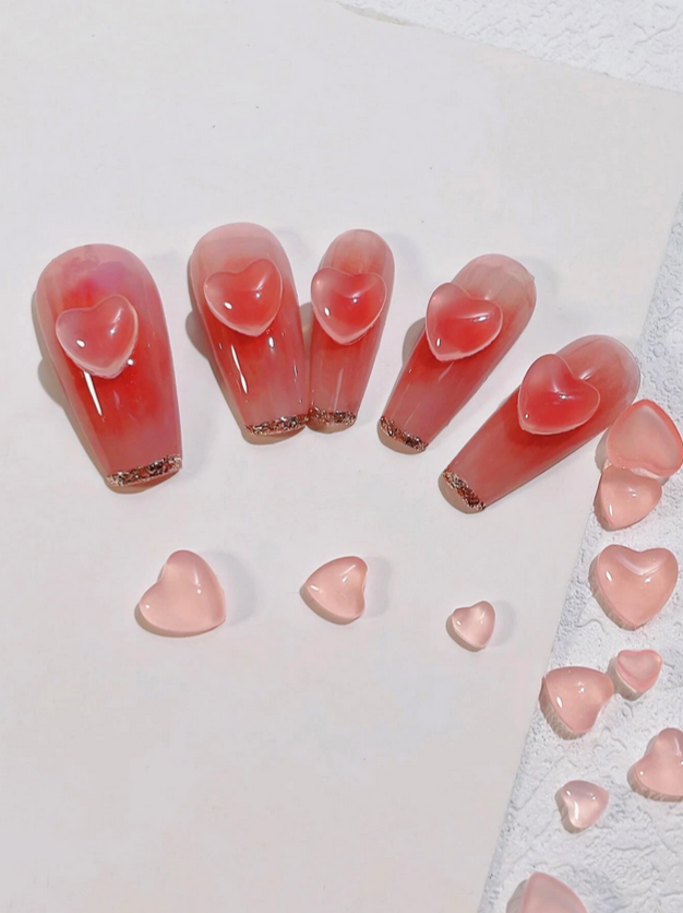 Nail Art, Jelly Hearts Peach Color Changing 100 pcs
