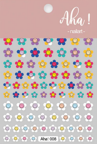 Nail stickers, Smiley Multicolour Flowers 008