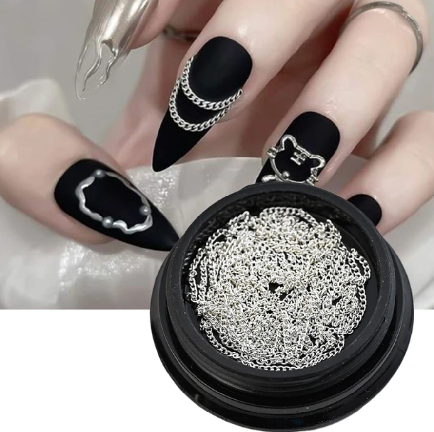 Nail decoration, Chain, Silver 100cm